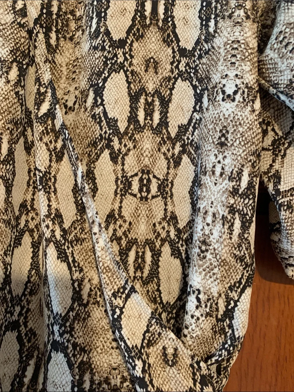 West Kei Snakeskin Print Women's Blouse - Taupe/Black
